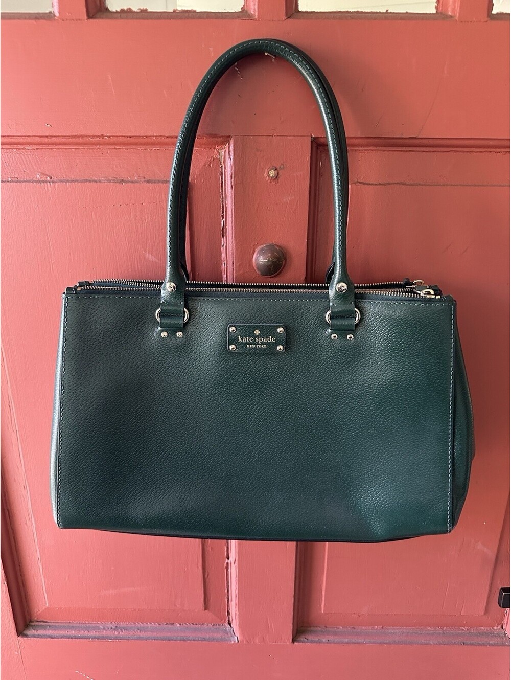 Kate Spade CAMRYN WELLESLEY Large Leather Tote-Nightfores (Hunter)-NWOT